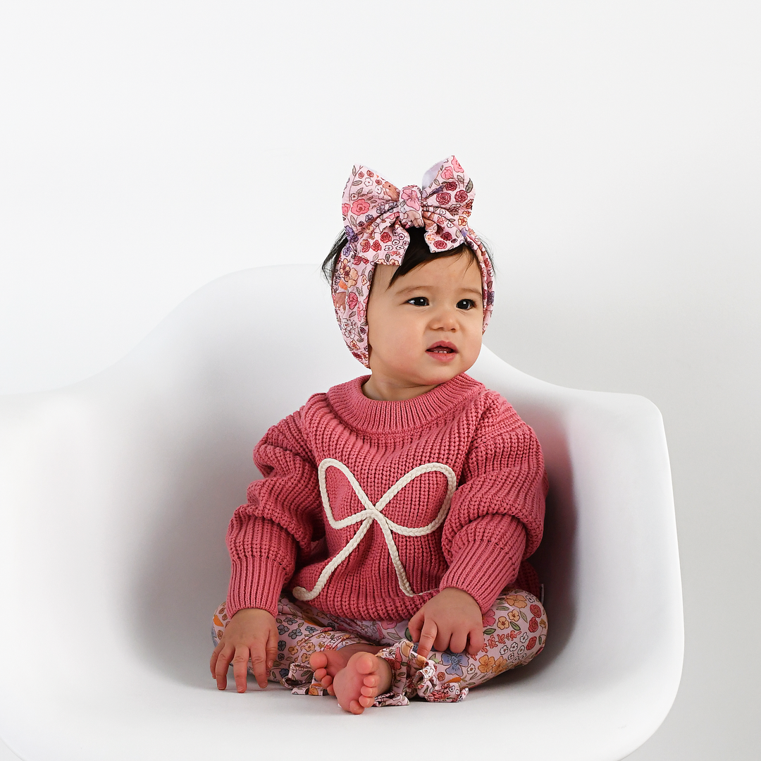 Meadow Floral Bunny BOW LEGGINGS - Gigi and Max