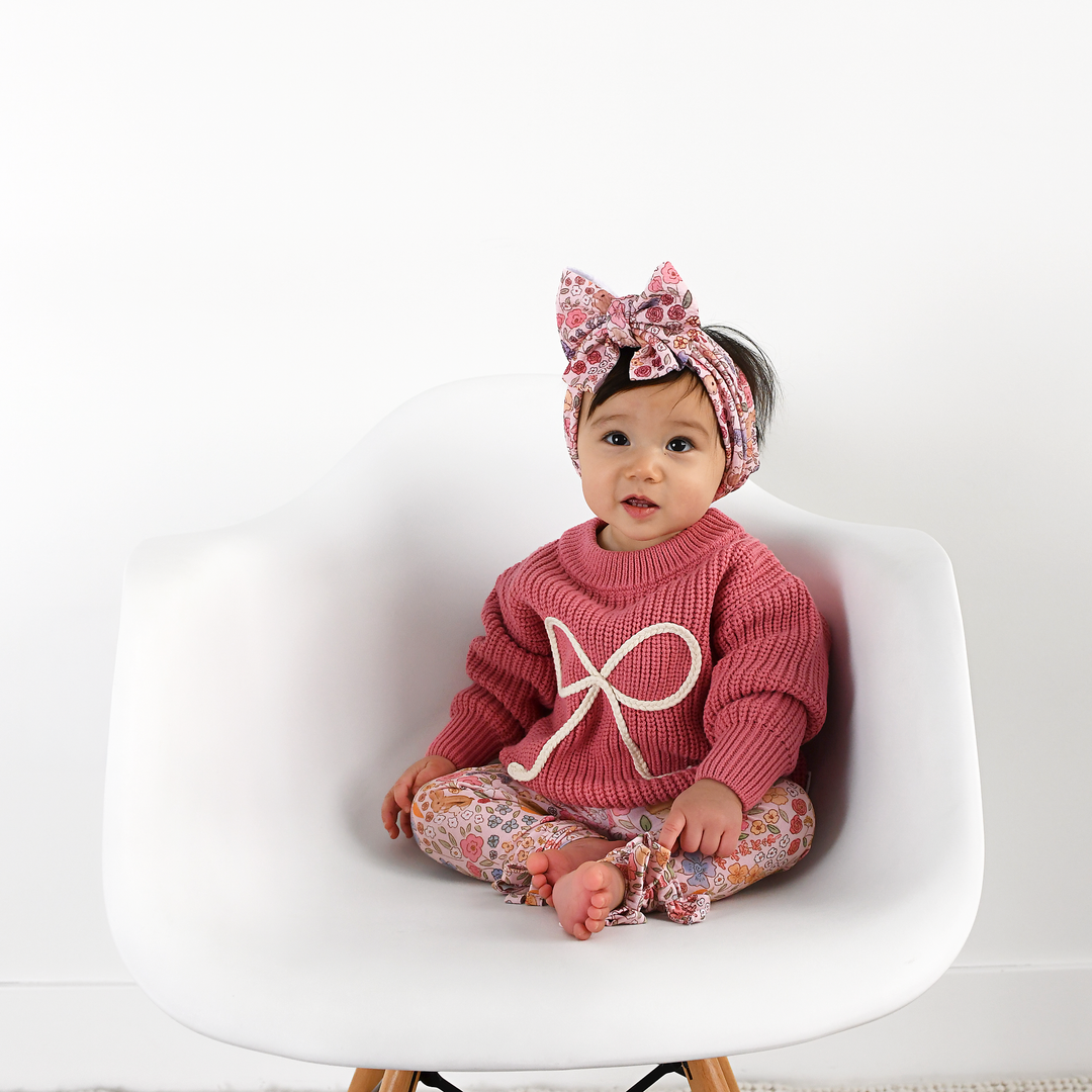 Meadow Floral Bunny BOW LEGGINGS - Gigi and Max