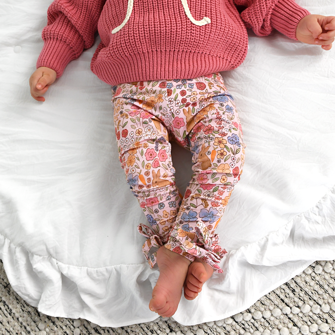 Meadow Floral Bunny BOW LEGGINGS - Gigi and Max