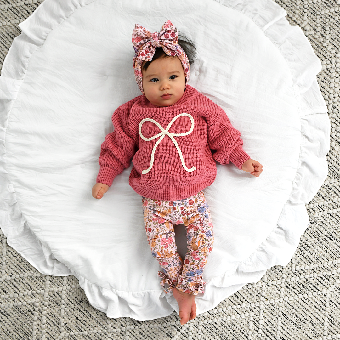 Meadow Floral Bunny BOW LEGGINGS - Gigi and Max