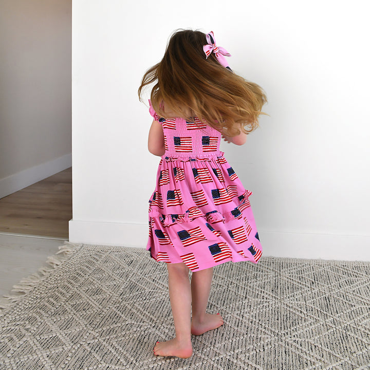Betty Pink Flag SMOCKED DRESS - Gigi and Max