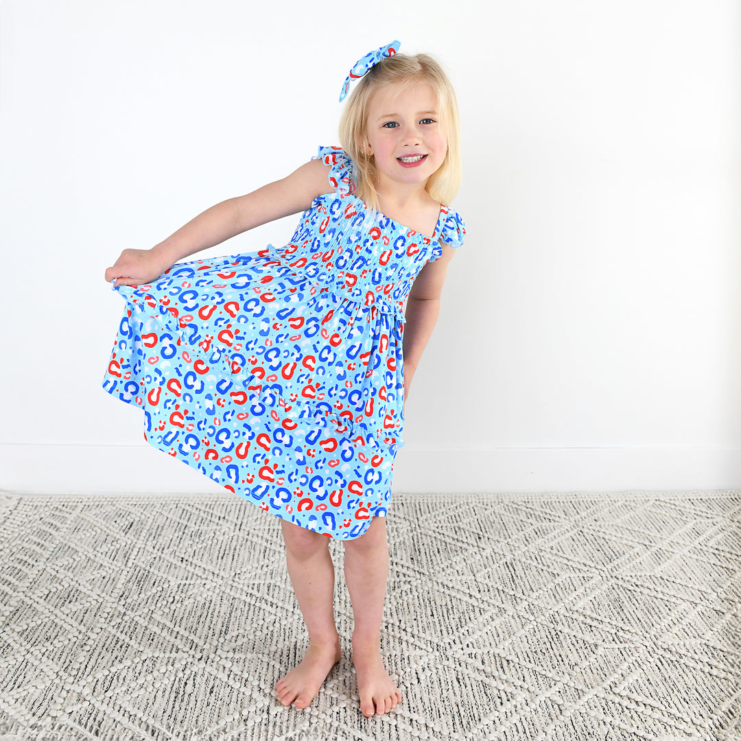 Kinsley Leopard SMOCKED DRESS - Gigi and Max
