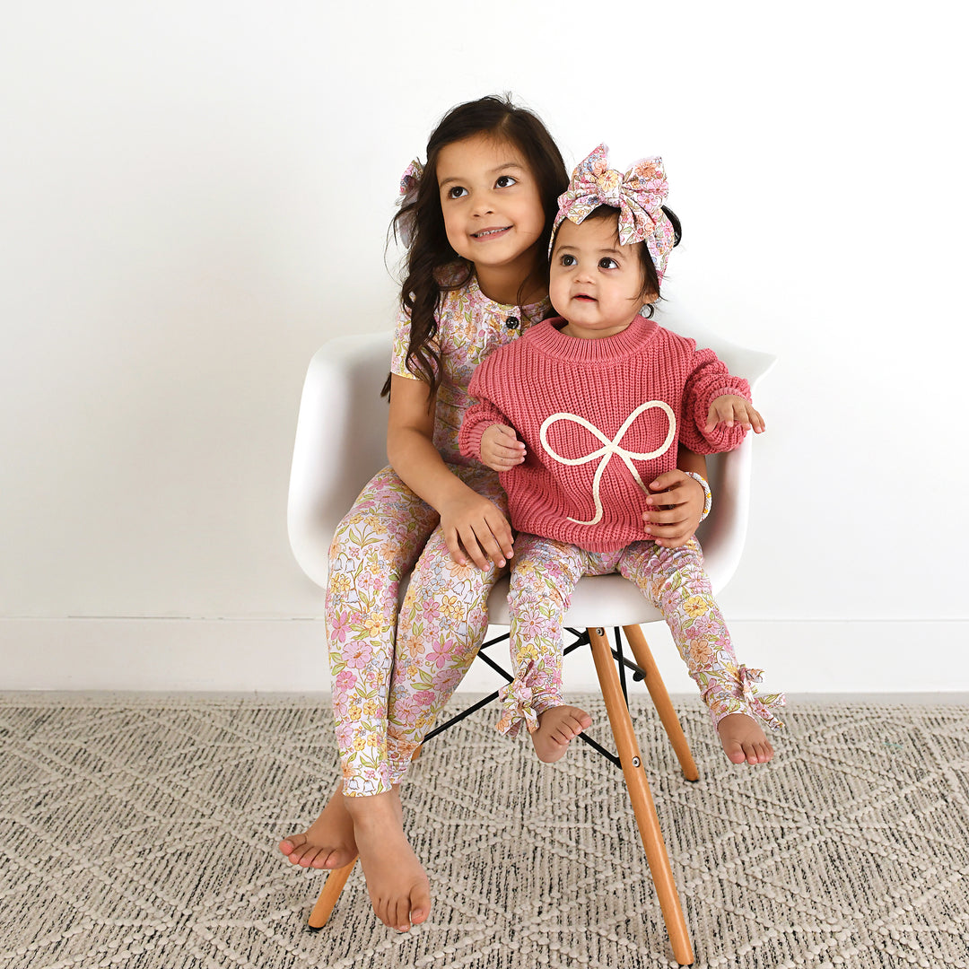 Kennedy Floral BOW LEGGINGS - Gigi and Max