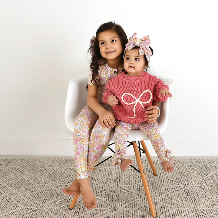 Kennedy Floral BOW LEGGINGS - Gigi and Max