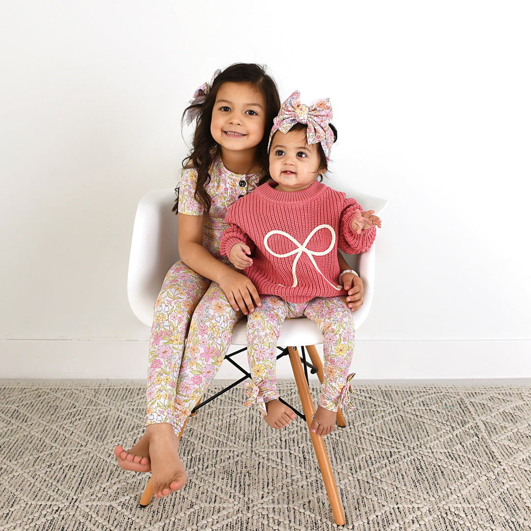 Kennedy Floral BOW LEGGINGS - Gigi and Max