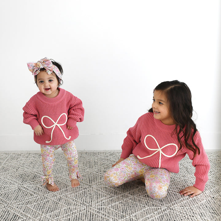 Kennedy Floral BOW LEGGINGS - Gigi and Max