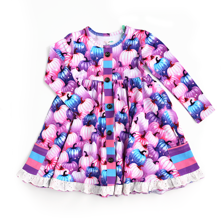 Carrie Pumpkins & Sabrina Stripe BUTTON DRESS - Gigi and Max