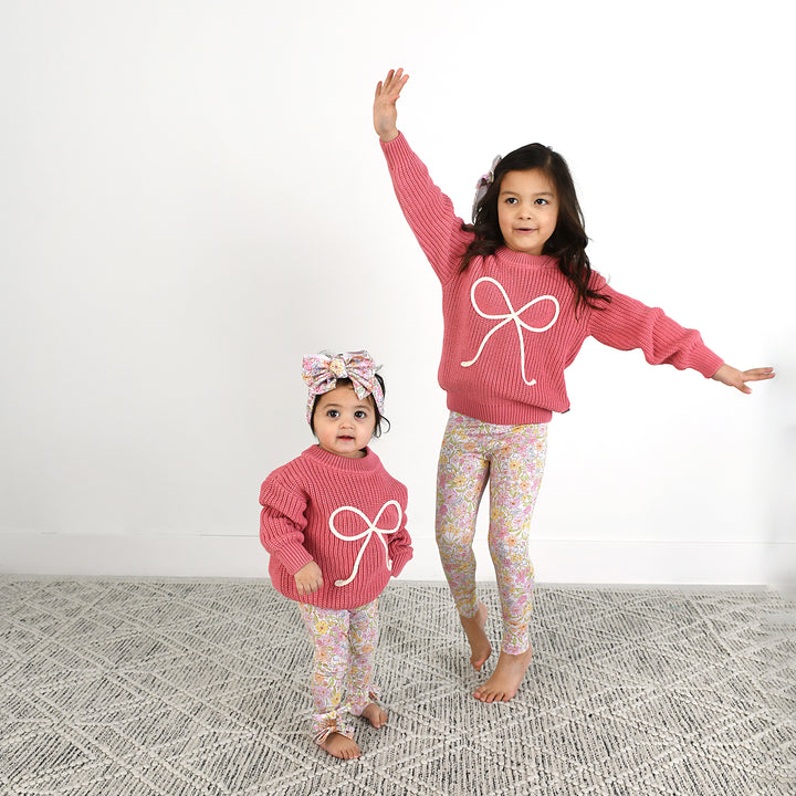 Kennedy Floral BOW LEGGINGS - Gigi and Max