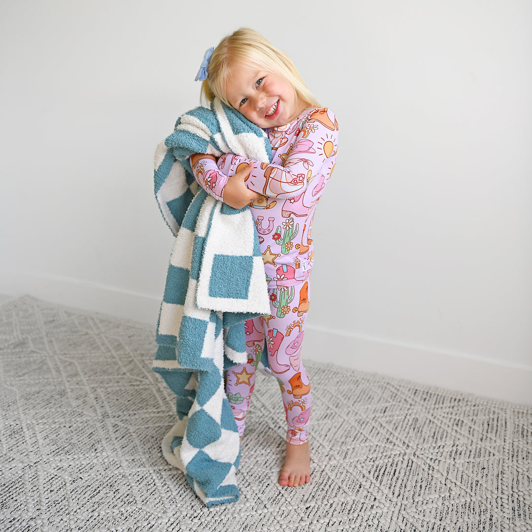 Drake Blue Checks PLUSH BLANKET