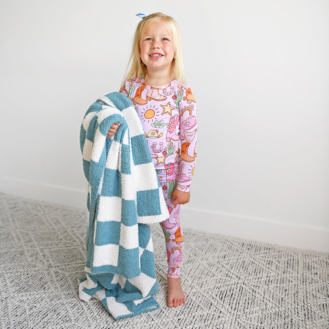 Drake Blue Checks PLUSH BLANKET