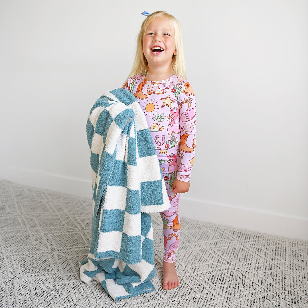 Drake Blue Checks PLUSH BLANKET