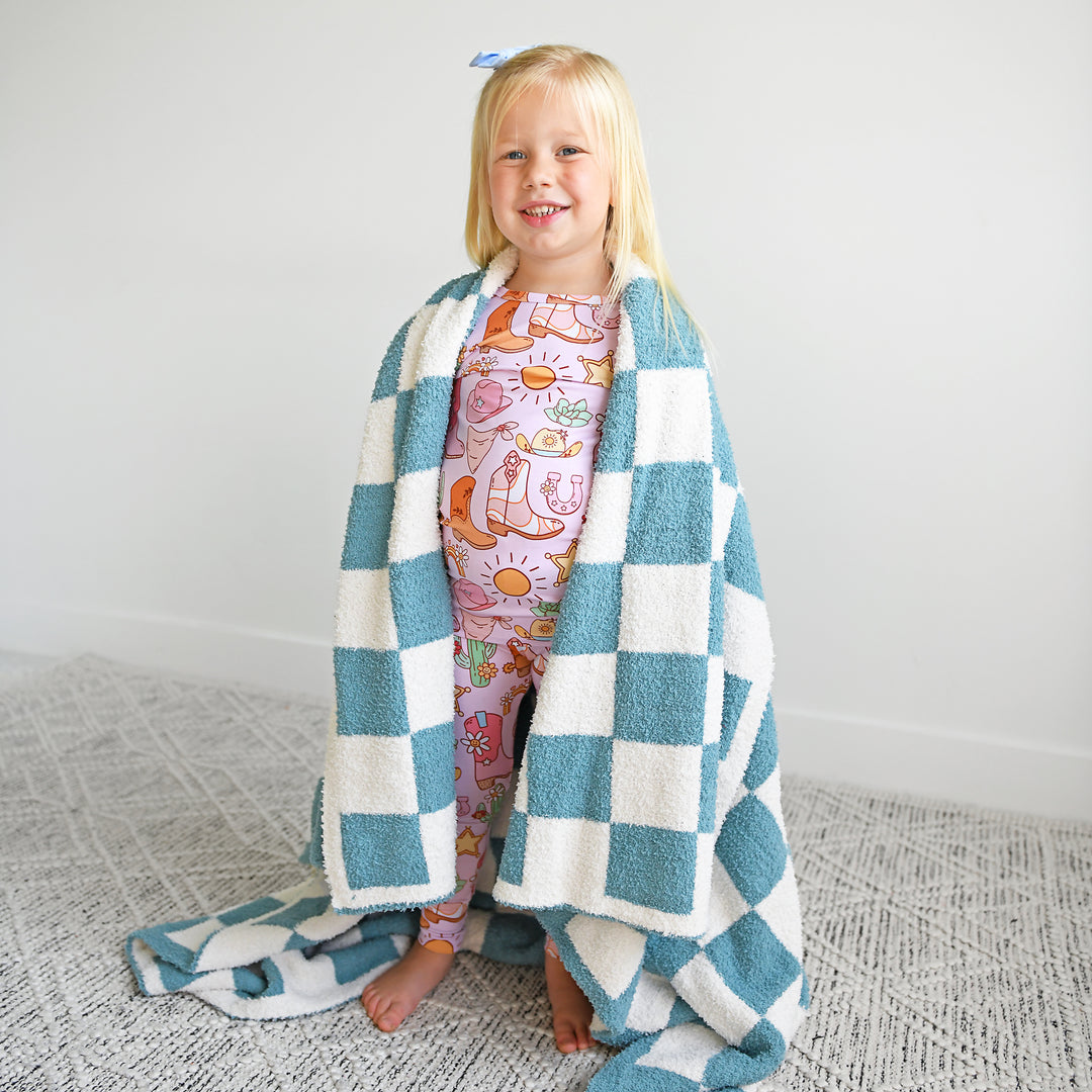 Drake Blue Checks PLUSH BLANKET