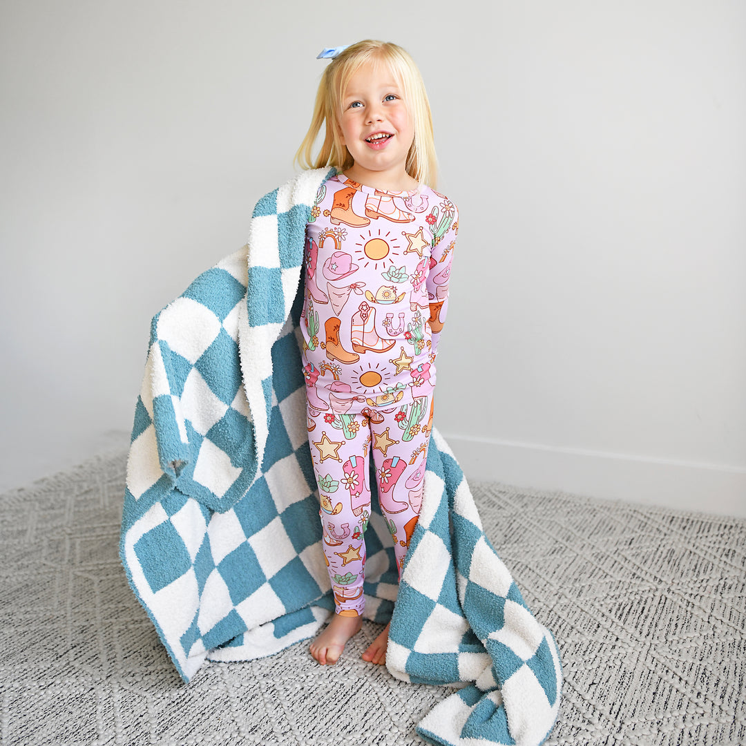 Drake Blue Checks PLUSH BLANKET