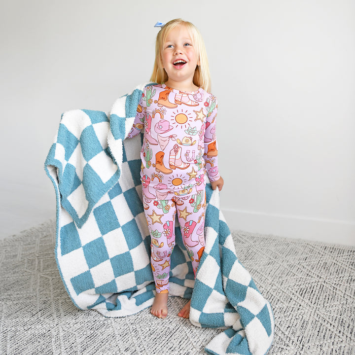 Drake Blue Checks PLUSH BLANKET