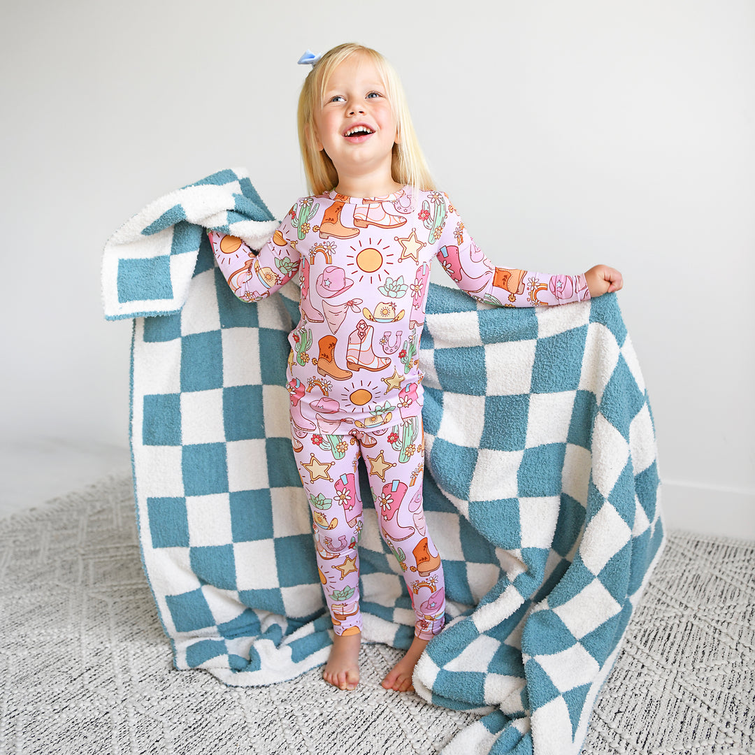 Drake Blue Checks PLUSH BLANKET