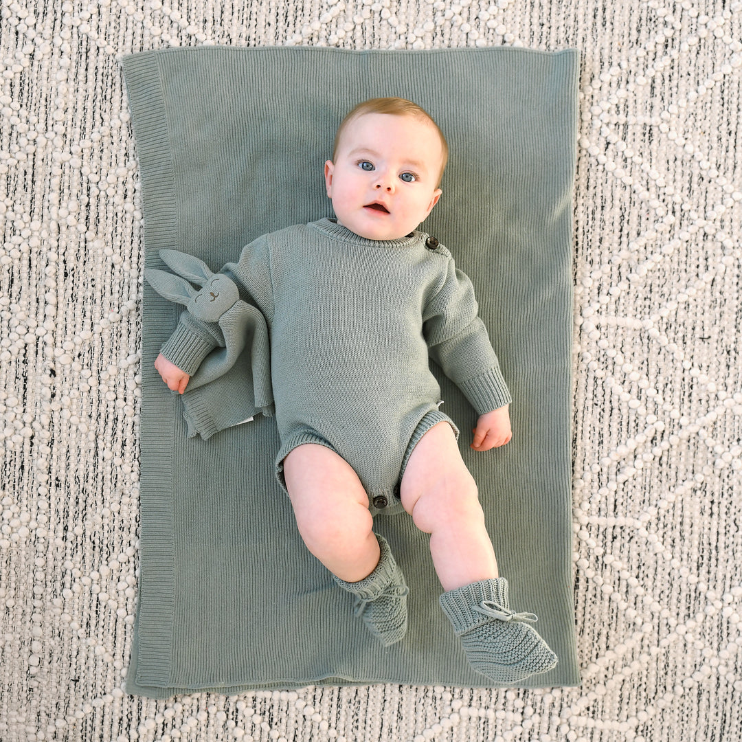 Eucalyptus KNIT BLANKET - Gigi and Max