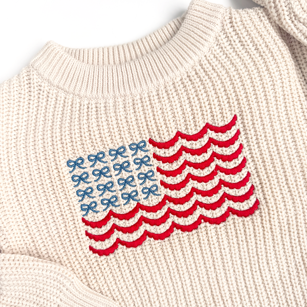 USA Embroidered Oatmeal SWEATER