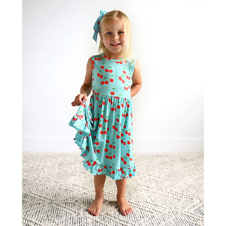 Jojo Cherries TANK RUFFLE TWIRL DRESS - Gigi and Max