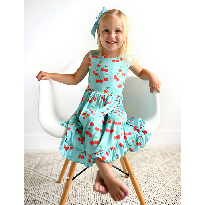 Jojo Cherries TANK RUFFLE TWIRL DRESS - Gigi and Max