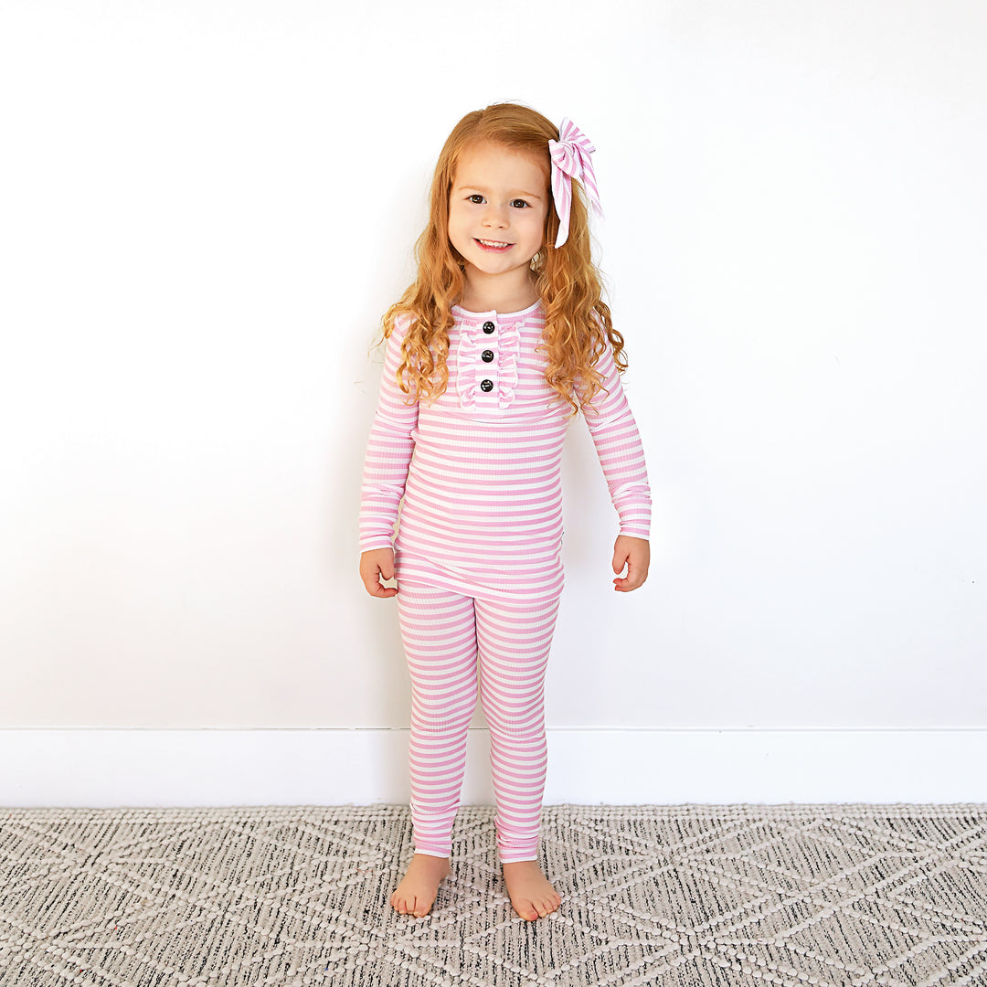 Lana Pink Ribbed RUFFLE TWO PIECE - Gigi and Max