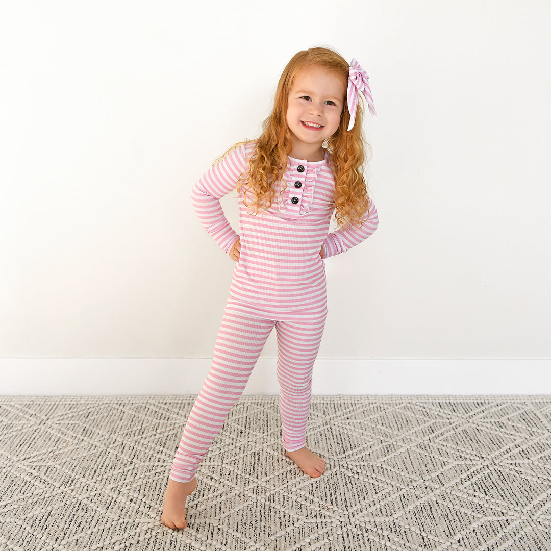 Lana Pink Ribbed RUFFLE TWO PIECE - Gigi and Max