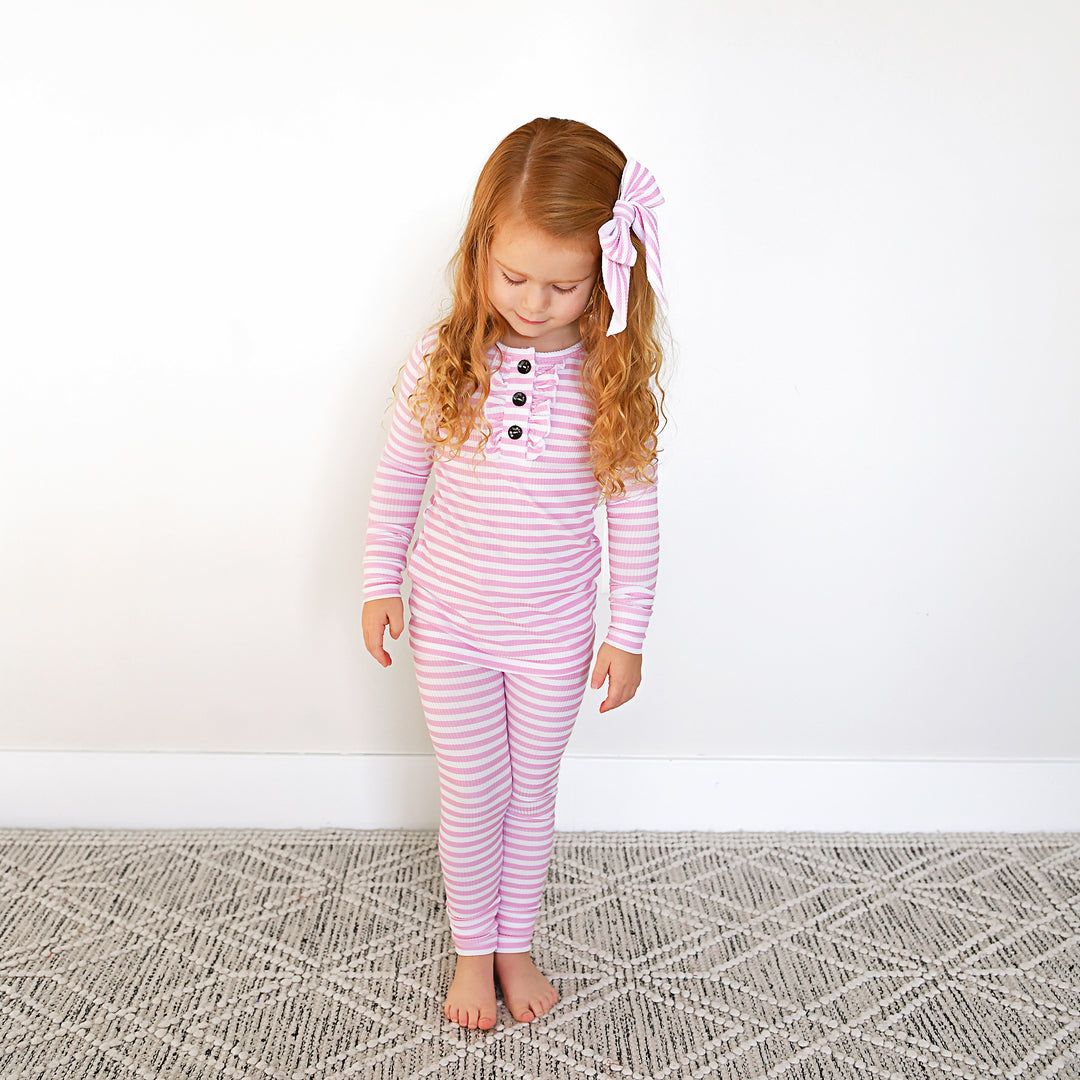 Lana Pink Ribbed RUFFLE TWO PIECE - Gigi and Max