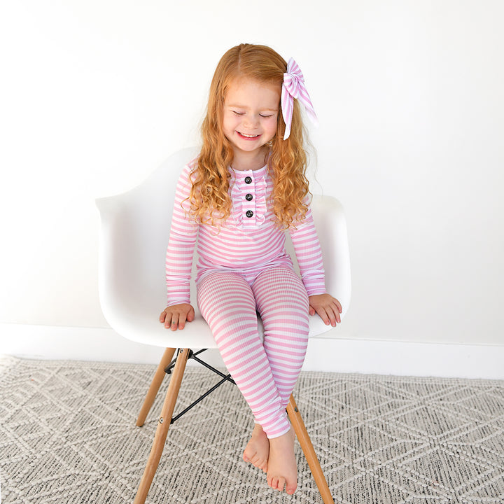 Lana Pink Ribbed RUFFLE TWO PIECE - Gigi and Max