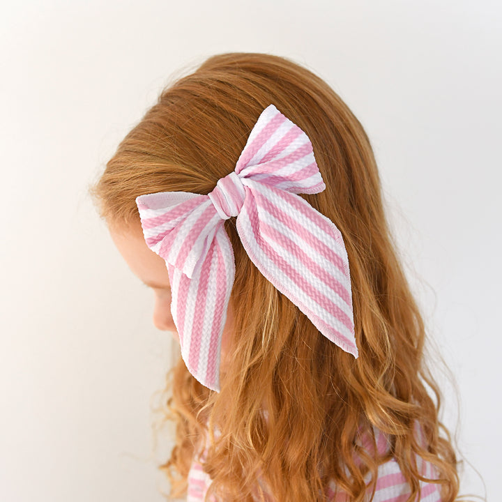 Lana Pink Stripe CLIP BOW - Gigi and Max