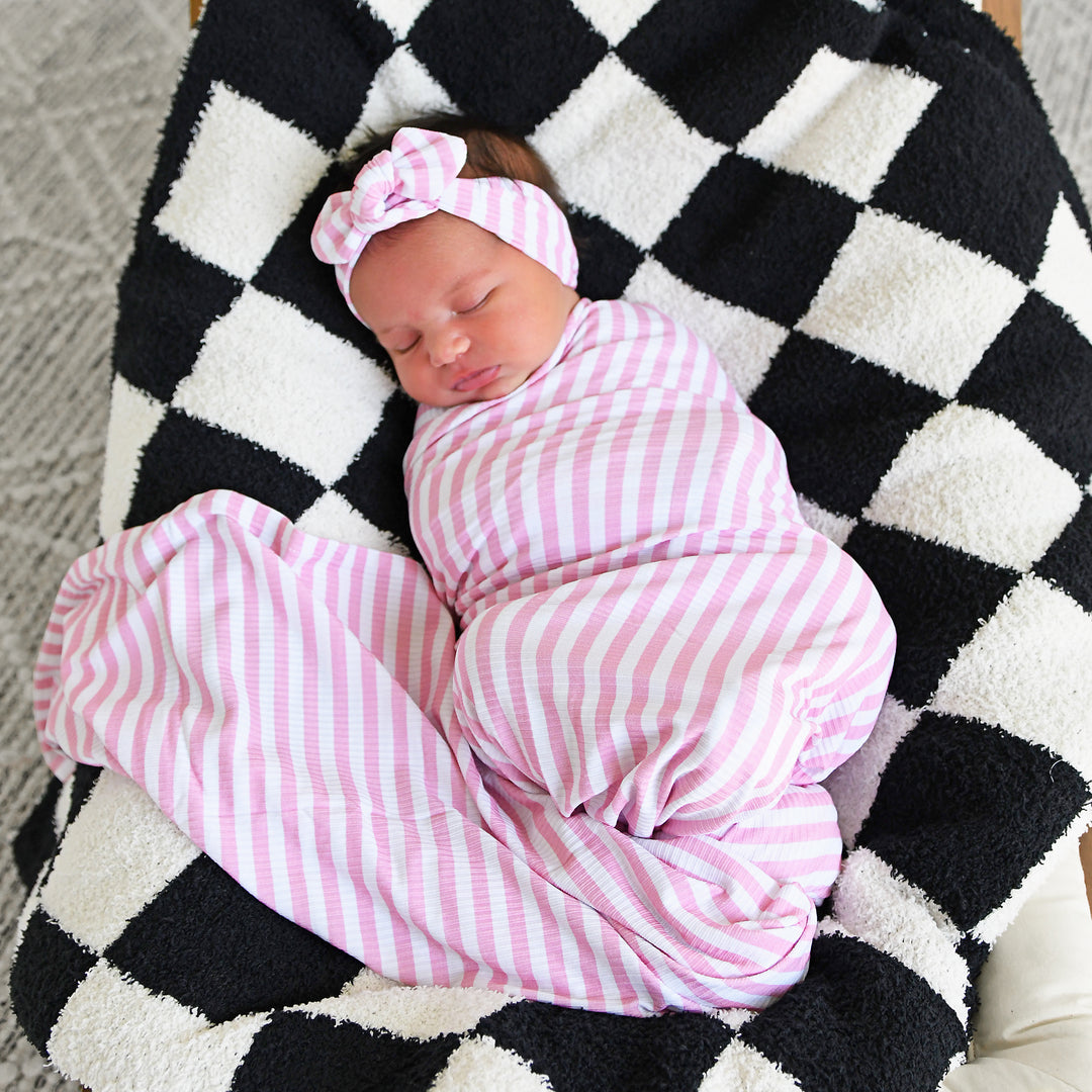 Lana Pink Ribbed SWADDLE - Gigi and Max