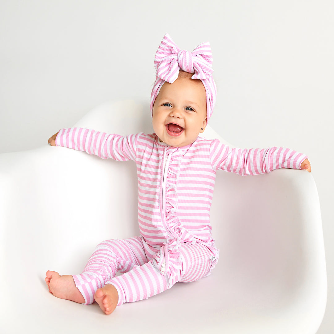 Lana Pink Ribbed RUFFLE ZIP