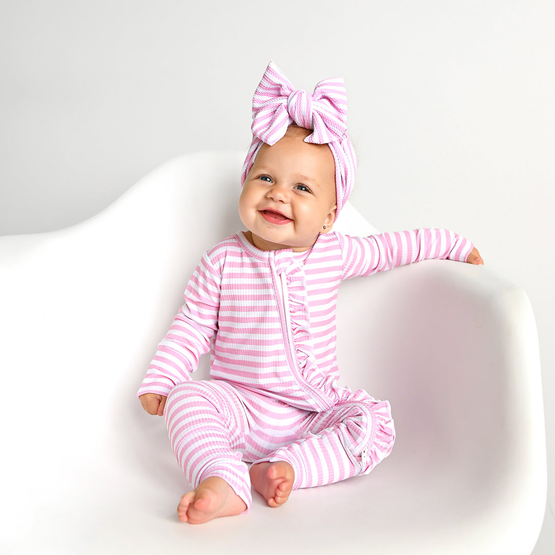 Lana Pink Ribbed RUFFLE ZIP