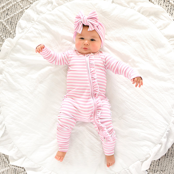 Lana Pink Ribbed RUFFLE ZIP