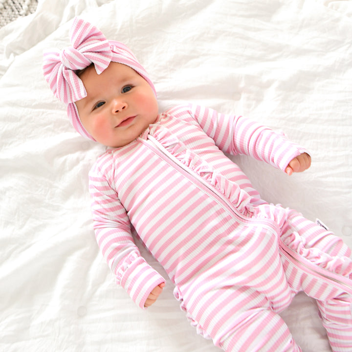 Lana Pink Ribbed RUFFLE ZIP