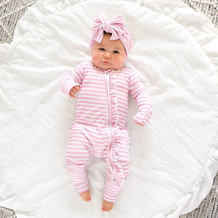 Lana Pink Ribbed RUFFLE ZIP