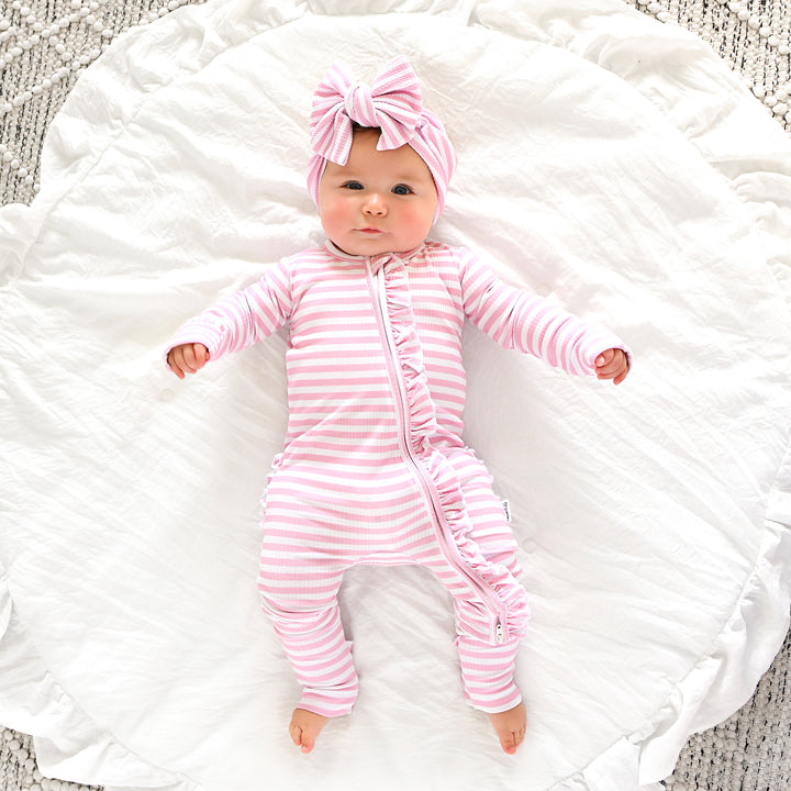 Lana Pink Ribbed RUFFLE ZIP