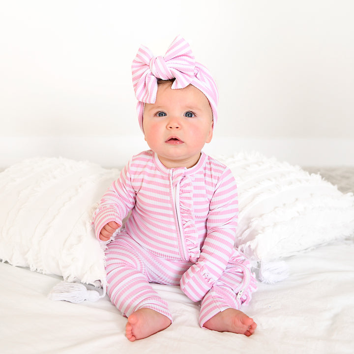 Lana Pink Ribbed RUFFLE ZIP