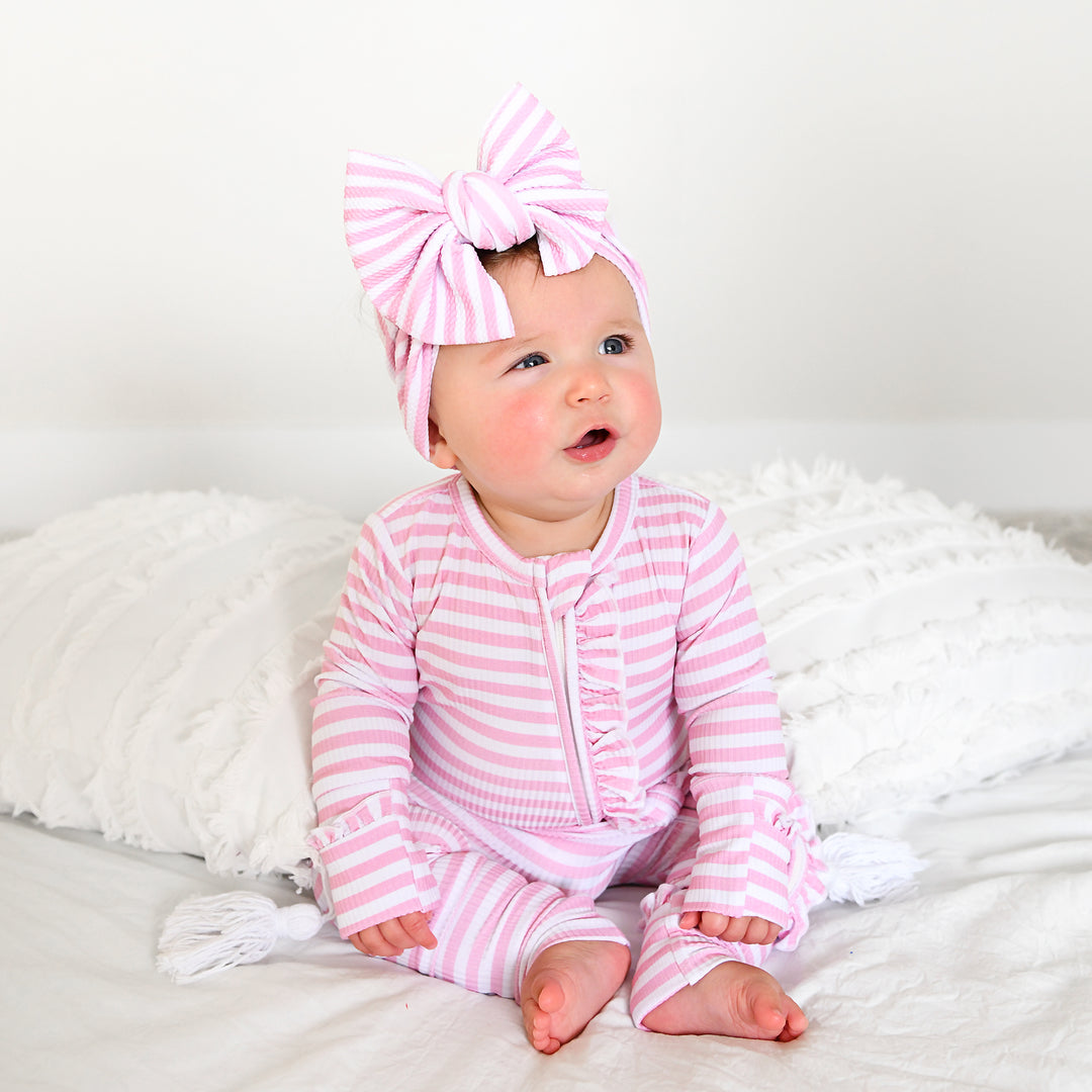 Lana Pink Ribbed RUFFLE ZIP