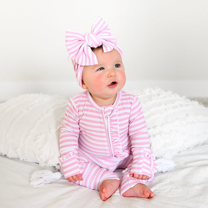 Lana Pink Ribbed RUFFLE ZIP