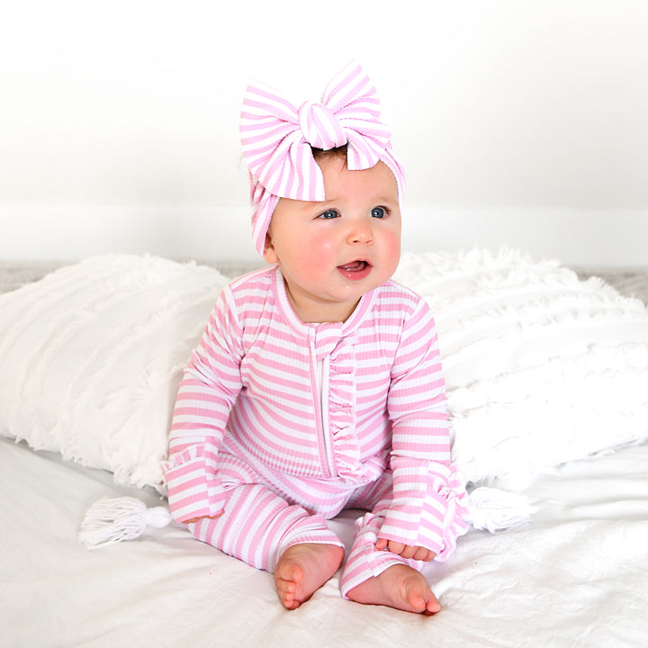 Lana Pink Ribbed RUFFLE ZIP