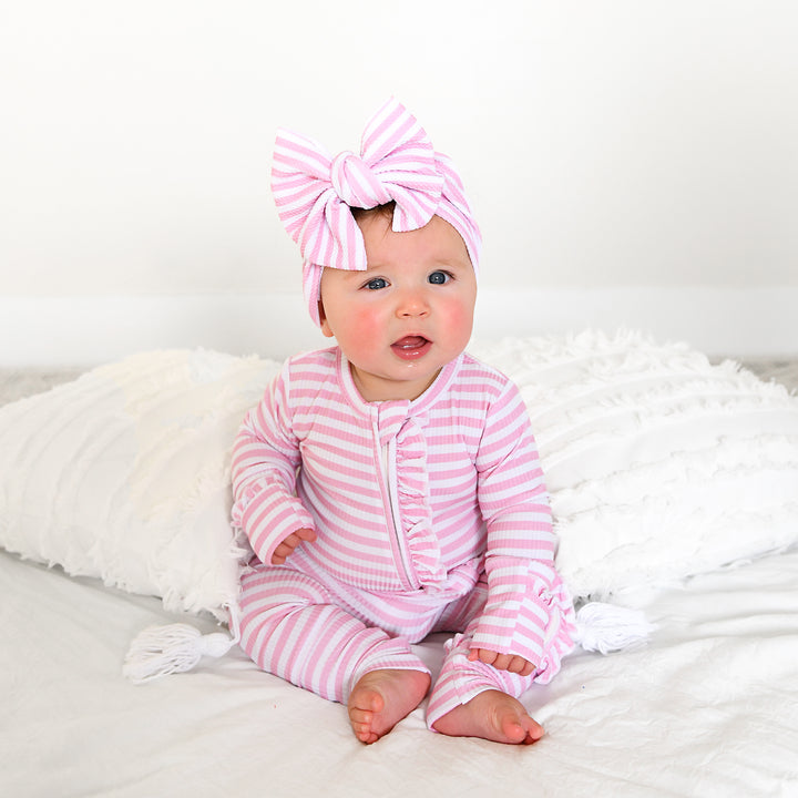 Lana Pink Ribbed RUFFLE ZIP