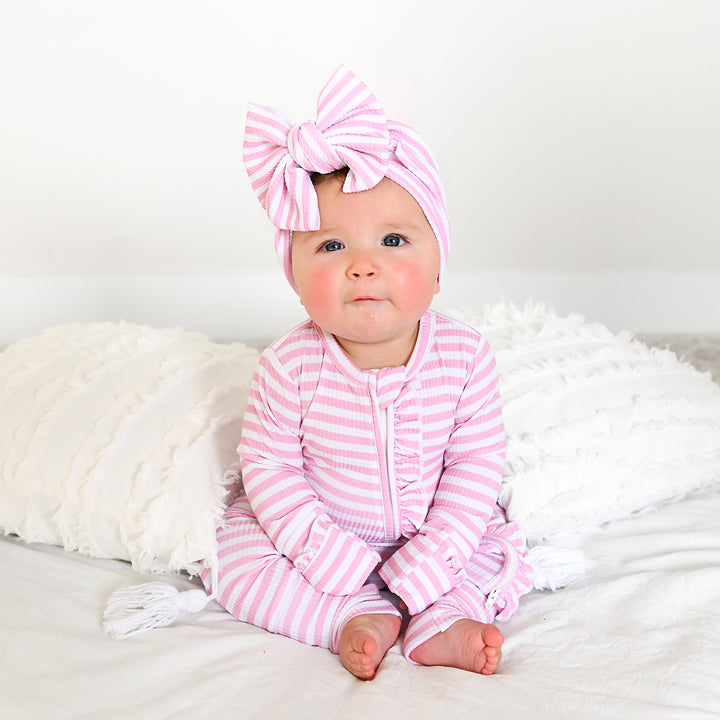 Lana Pink Ribbed RUFFLE ZIP