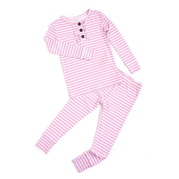 Lana Pink Ribbed RUFFLE TWO PIECE - Gigi and Max