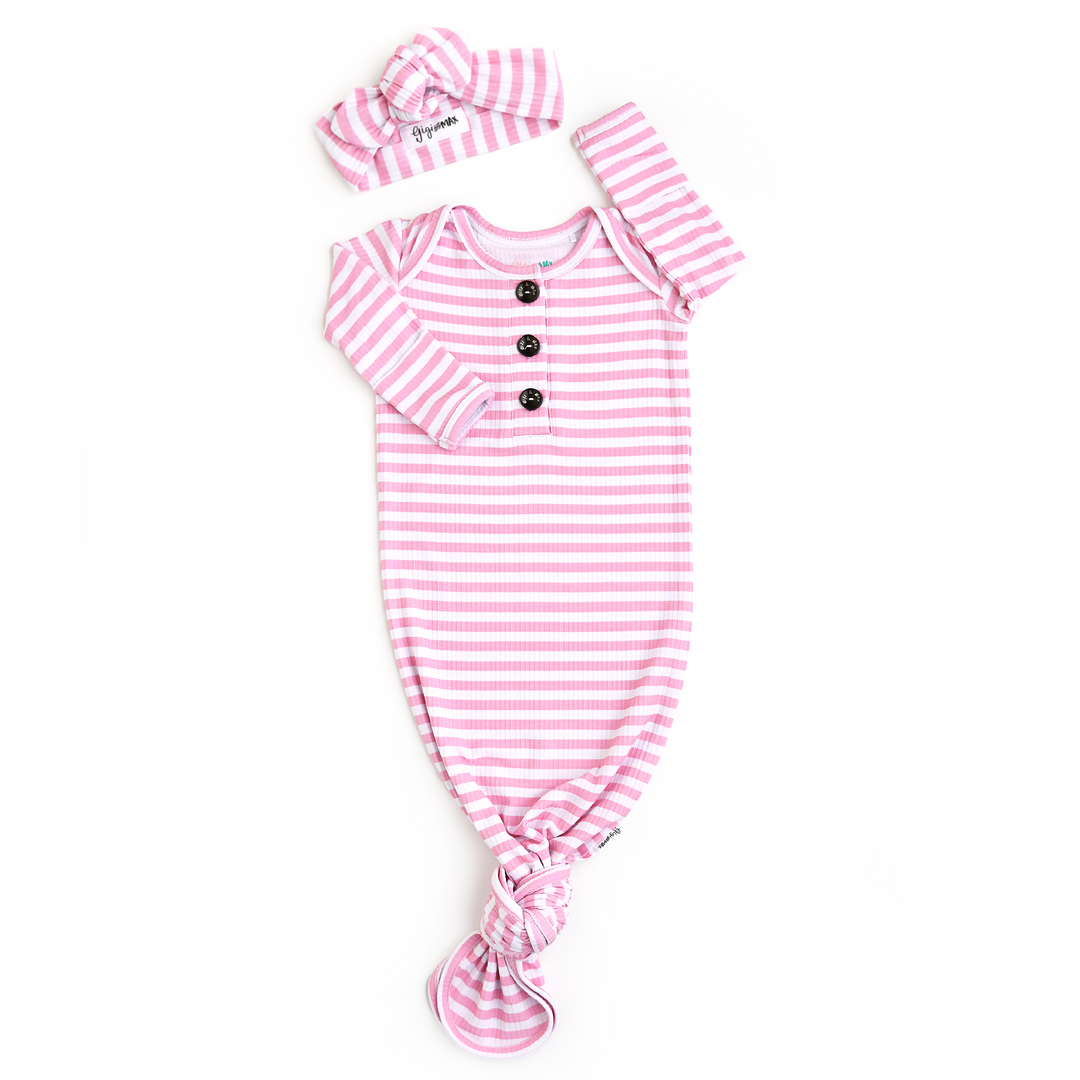 Lana Pink Ribbed GOWN - Gigi and Max