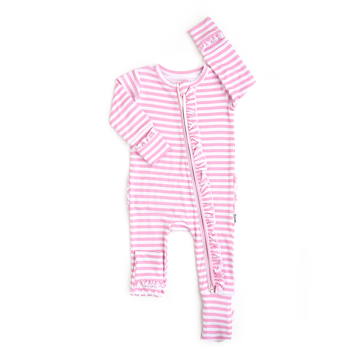 Lana Pink Ribbed RUFFLE ZIP - Gigi and Max