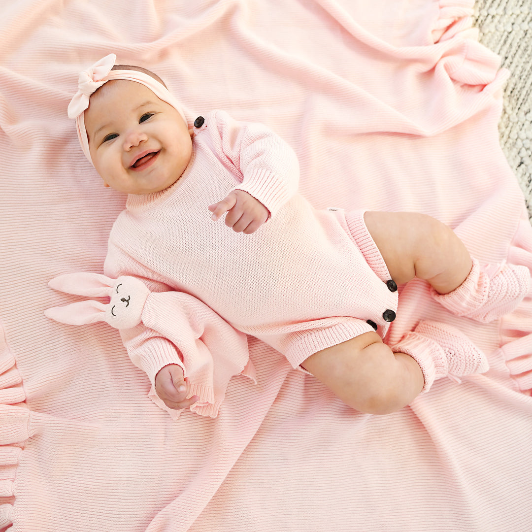 Light Pink KNIT BUNNY LOVEY - Gigi and Max