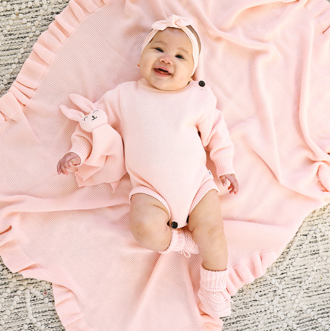 Light Pink KNIT BUNNY LOVEY - Gigi and Max
