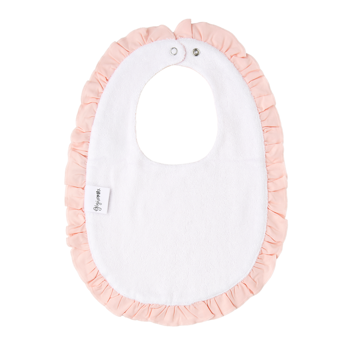 Light Pink RUFFLE SNAP BIB - Gigi and Max