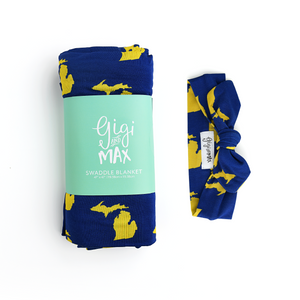 Michigan Blue & Maize SWADDLE - Gigi and Max