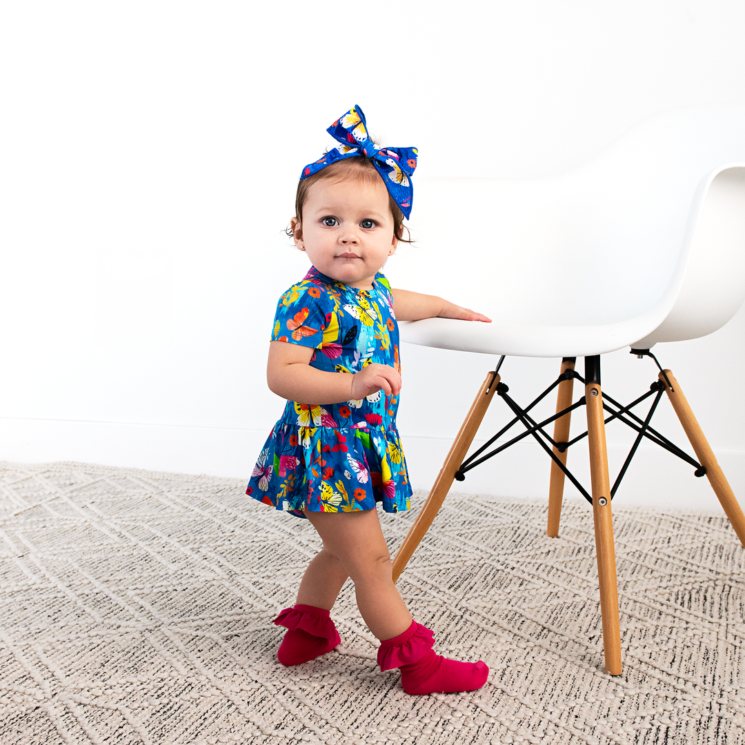 Raspberry RUFFLE SOCKS - Gigi and Max