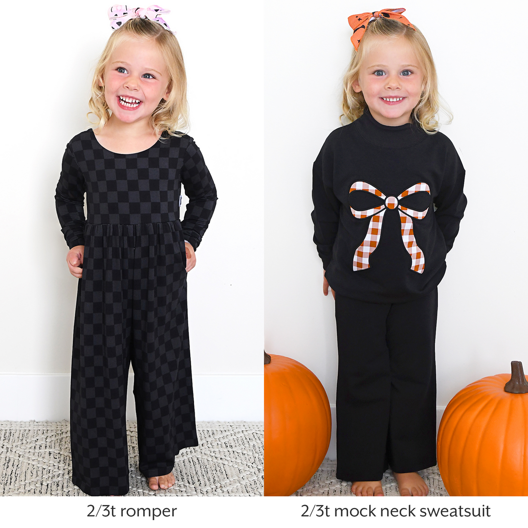 Black MOCK NECK FLARE SWEATSUIT - Gigi and Max